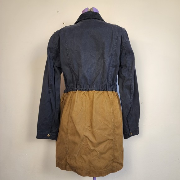 J. Crew color block waxed Utility Jacket in Navy and Tan sz S - Picture 3 of 8